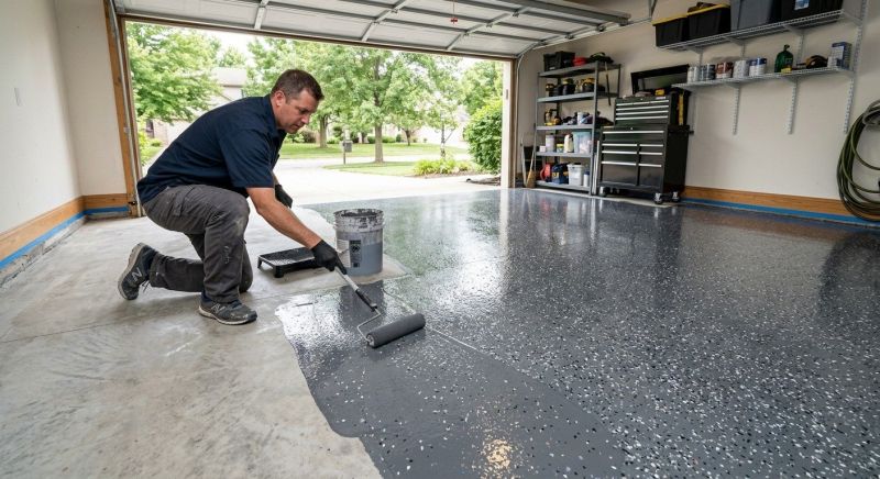 Speckled Garage Floor Painting in Greenville, SC